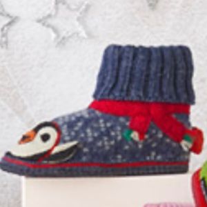 Garnet Hill Kids Boiled Wool Penguin Slippers Boot 4